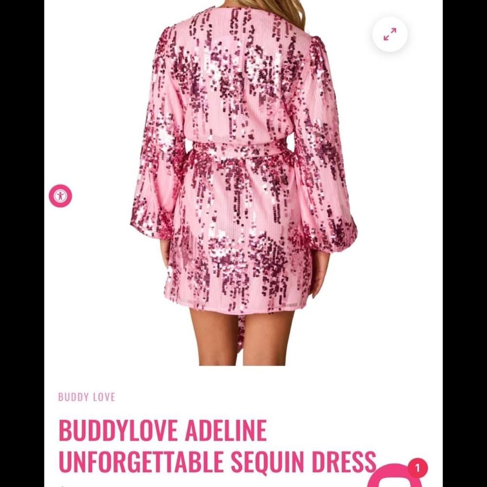 Pink sequin Buddy love wrap dress nwt